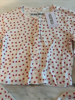 Katie J Tween Marina Cardigan with strawberries